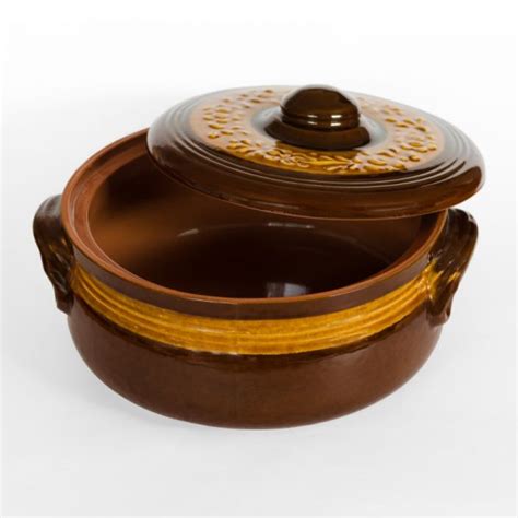 Mid Size Round Glazed Clay Pot Terracotta Cookware