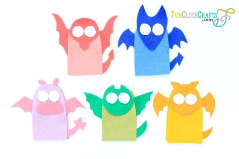 5 Adorable Dragon Finger Puppets With Pdf Pattern Fun Cloth Crafts