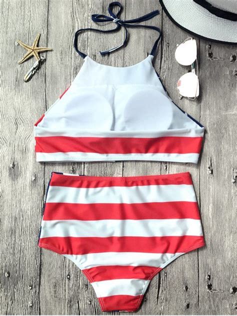 Ad High Waisted Usa Patriotic Bikini Set Us Flag Comes In Red And