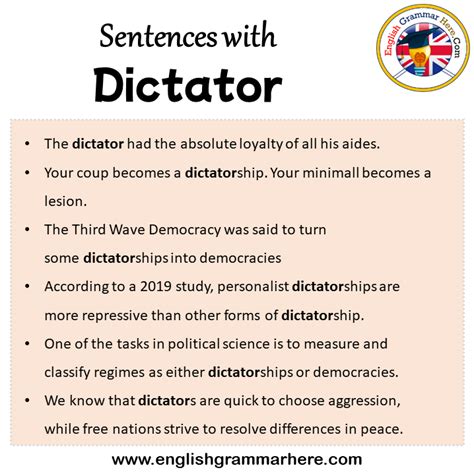 Sentences With Dictator Dictator In A Sentence In English Sentences