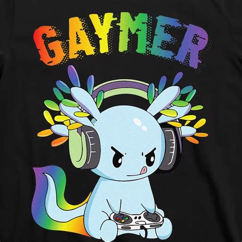 Gaymer Gay Pride Flag Lgbt Gamer Lgbtq Gaming Axolotl T Shirt