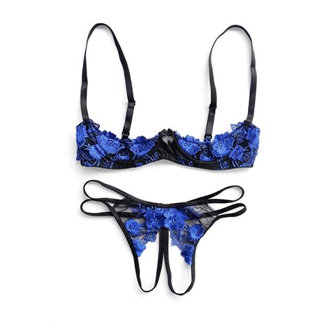 Lingerie Open Chest Crotchless Thong Underwear Set Female Sexy Suit