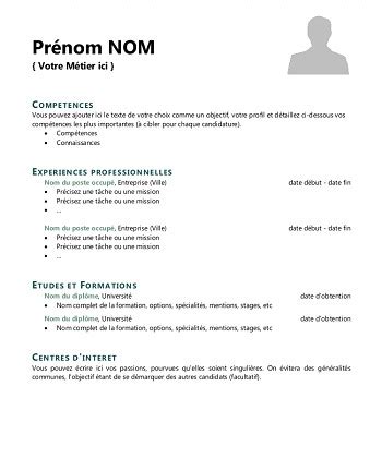 Modele De Cv Simple A Remplir