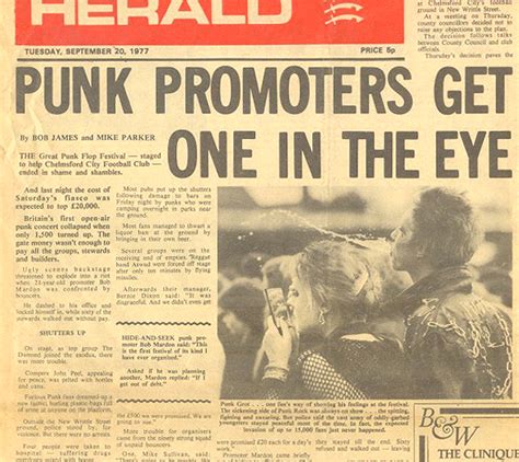 southend punk rock history live band photos city rock 77 newspaper report part 1
