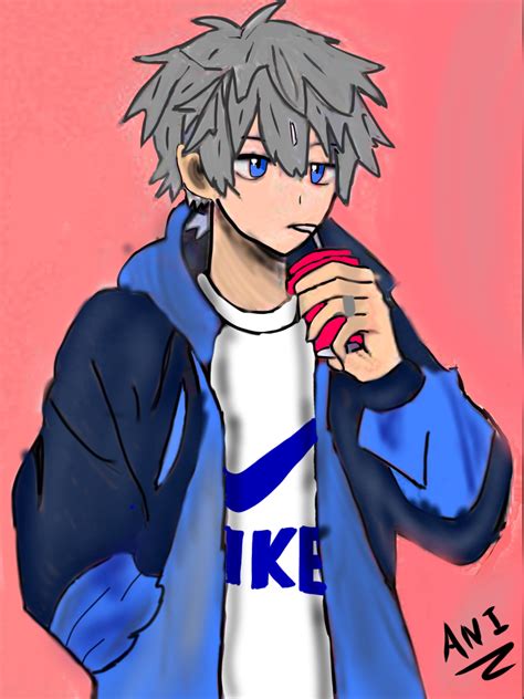 Anime Boy Drinking Soda Anime Boy Anime Anime Drawings