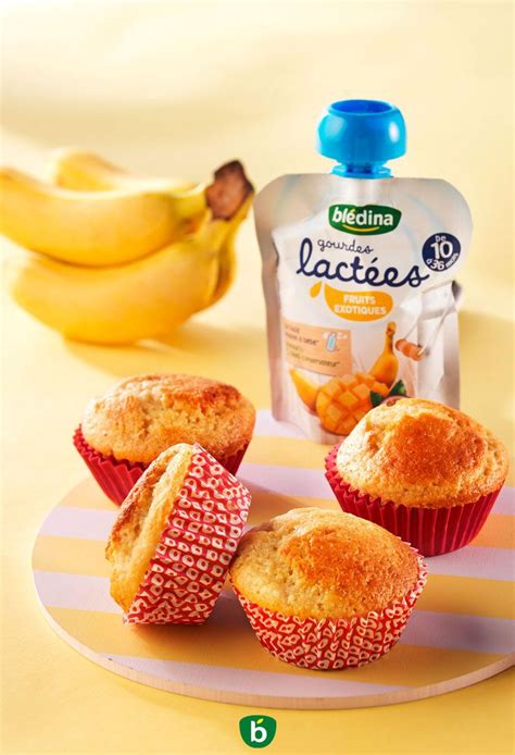 Goûter bébé 18 mois : Muffin à la banane, gourde de fruits pomme banane