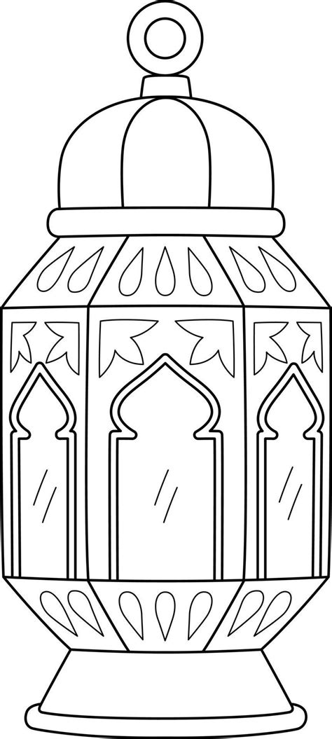 Ramadan Lantern Isolated Coloring Page For Kids 15867624 Vector Art At