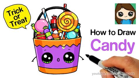 How To Draw A Trick Or Treat Candy Bucket Easy