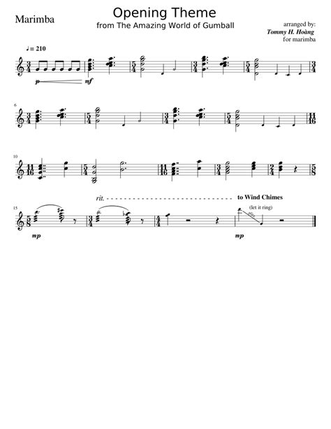 The Amazing World Of Gumball Opening Theme Sheet Music For Percussion