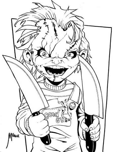 Halloween colouring pages by category: chucky | Cartoon coloring pages, Chucky drawing, Drawings