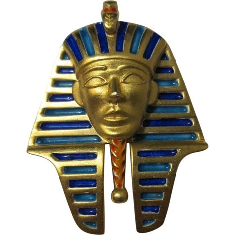 Vintage Trifari Enamel King Tut Egyptian Revival Brooch Rare Figural
