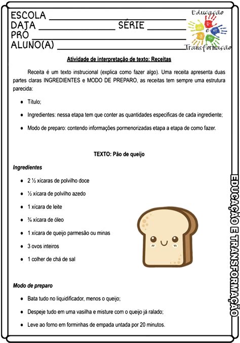 Genero Textual Receita 3 Ano