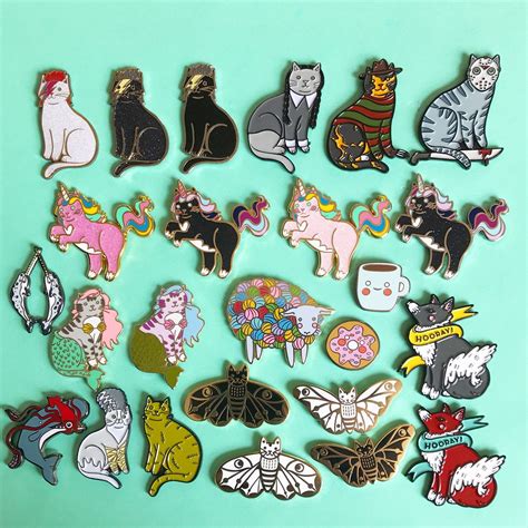 Enamel Pin Pack Pin Set Cat Enamel Pin Pin Sale Bowie Etsy