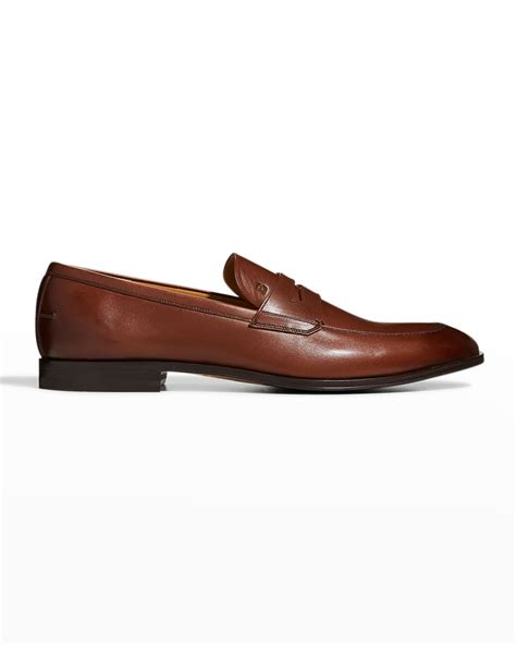 Bally Mens Webb U Leather Penny Loafers Neiman Marcus