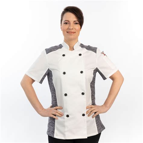 Womens Slim Short Sleeve Quick Cool Stretch Chef Coat Cw5631 White