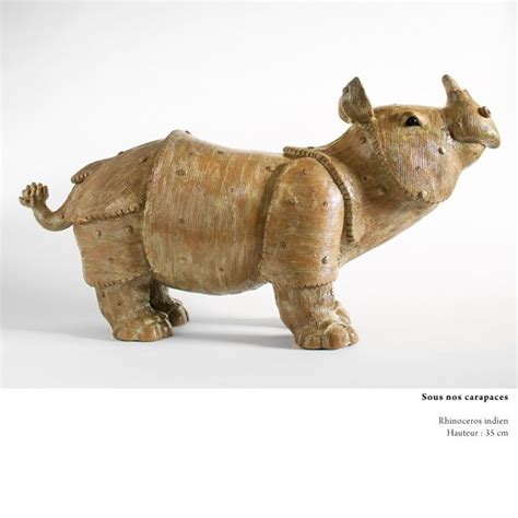 Animal Sculpture Ceramic Original Creation Indian Rhinoceros