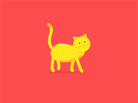 A Yellow Cat On A Red Background