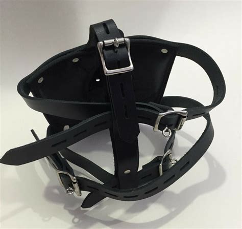 Genuine Leather Bondage Padded Face Muzzle Locking Head Harness Ebay