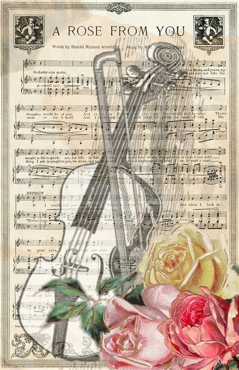 A Rose From You Vintage Sheet Music Mixed Media By Joy Of