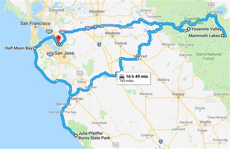Northern California Road Trip Map Printable Maps