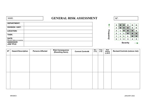 Risk Assessment Template 10 Free Printable Pdf Excel Word Formats Images