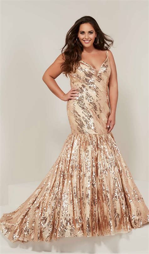 Black and gold prom dresses plus size. Tiffany Designs - 16384 Sequined Plunging Sweetheart ...