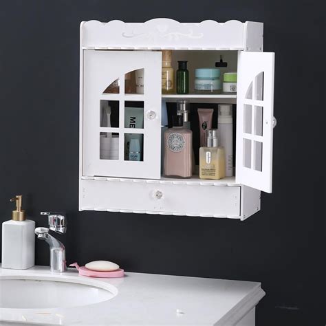 Zimtown Wall Mount Bathroom Cabinet Wooden Medicine Cabinet Storage