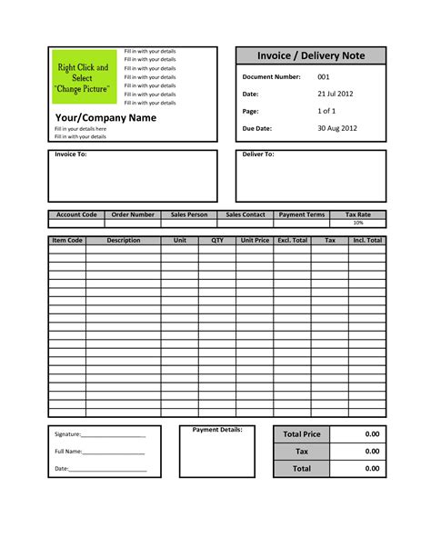 billing invoice template excel invoice