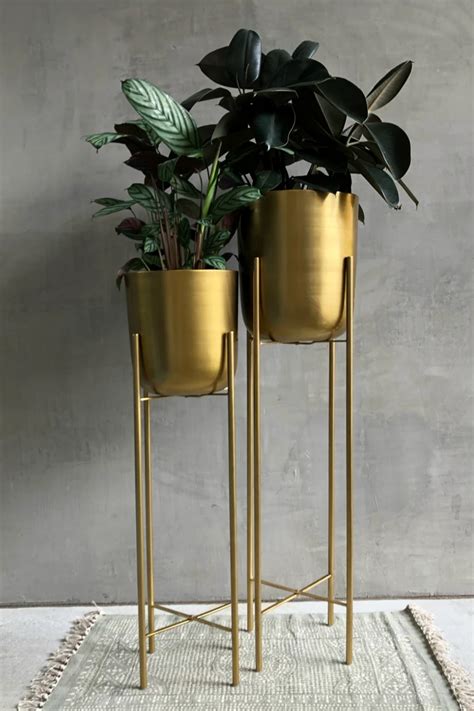 Floor Plant Stand Gold - aflooringi