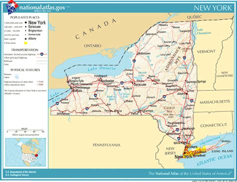 Geographic Map Of New York State New York Map Poster