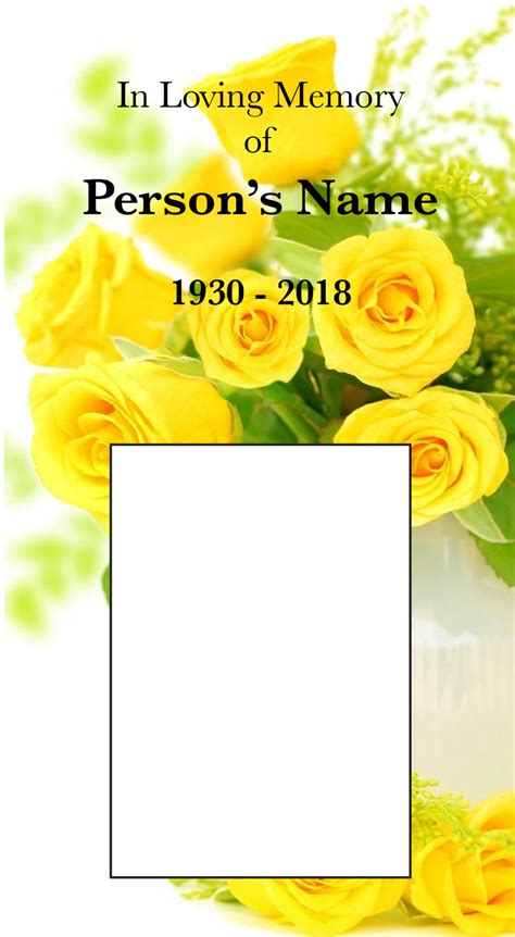 The yellow rose is often given by friends to show their bond. Yellow Roses Memorial Card | Funeral-Printing