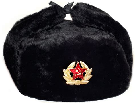 ushanka hat black fur winter authentic russian ussr military etsy ushanka star badge