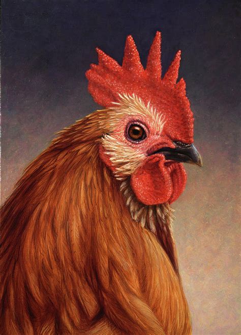 Portrait Of A Rooster Painting By James W Johnson