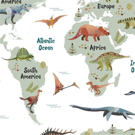 Dinosaur World Map Poster Dinosaur Wall Art Dinosaur Wall Etsy