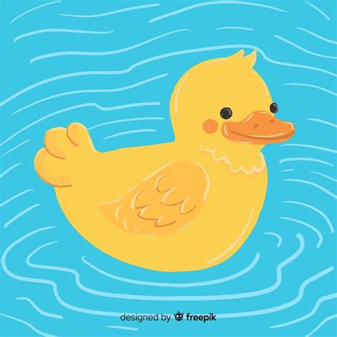 Free Vector Cartoon Concept With Yellow Rubber Duck