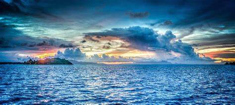 Amazing Blue Ocean Clouds Hdr Photography Bora Bora French