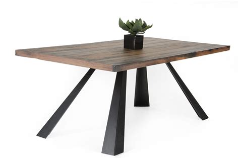 These tops are hand made from 6.5 or wider boards. Modern Recycled Ship Wood Dining Table with Black Metal ...