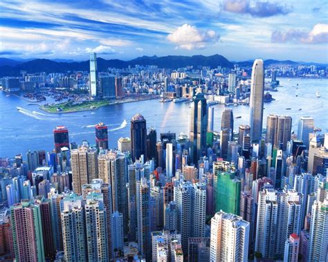 Desktop Wallpaper Hong Kong City Aerial View Hd Image Picture
