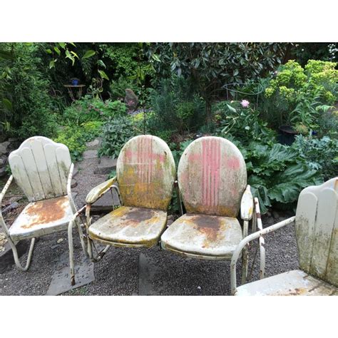 The desk is exactly what we were looking for. Mid-Century Metal Glider & Chairs - Set of 3 | Chairish