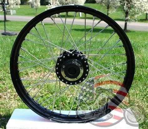 Kineo motorcycle wire spoked wheels for tubeless tyres. Front 21" x 2.15" 40 Spoke Black Rim Hub Wheel Harley ...