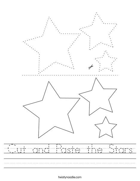 Cut And Paste The Stars Worksheet Twisty Noodle