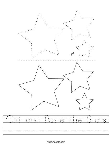 Cut and Paste the Stars Worksheet - Twisty Noodle