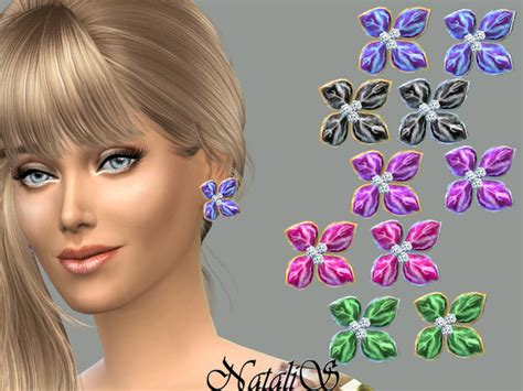 Elegant Flower Earrings By Natalis At Tsr Sims 4 Updates