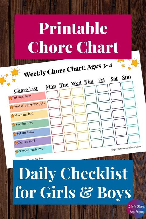 Create the routine that is right for you.we don't all have the same schedules or responsibilities and some of us struggle with certain parts of daily life more than others. Weekly Chore Chart Ages 3-4 Chore Chart for Kids Printable ...