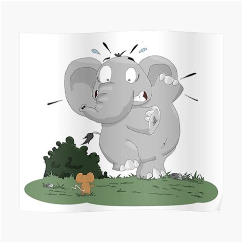 The Elephant Who Is Afraid Of The Mouse Poster For Sale By