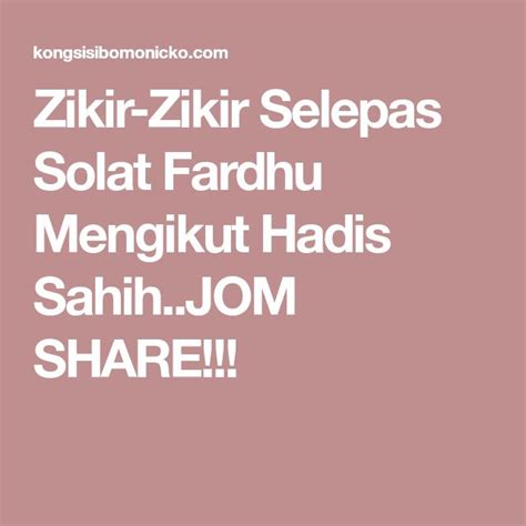 Jom semak balik adakah zikir selepas solat kita bertepatan dengan nabi s.a.w! Zikir-Zikir Selepas Solat Fardhu Mengikut Hadis Sahih..JOM ...