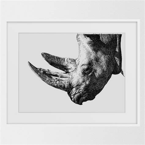 Rhino Head Art Rhino Print Animal Wall Head Rhino Head Wall Etsy