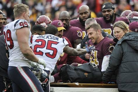 He had to get surgry on his leg which lead to an infection that almost took his life. Redskins QB Alex Smith out for season after suffering ...