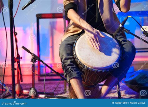 Musician Playing Djembe Drum Stock Photo Image Of Play Folklore