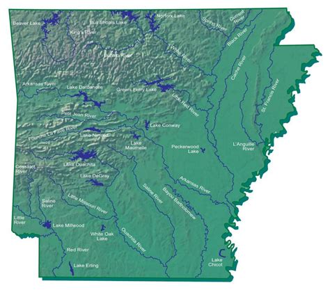 Hydrography Map Encyclopedia Of Arkansas Shoal Lake Arkansas